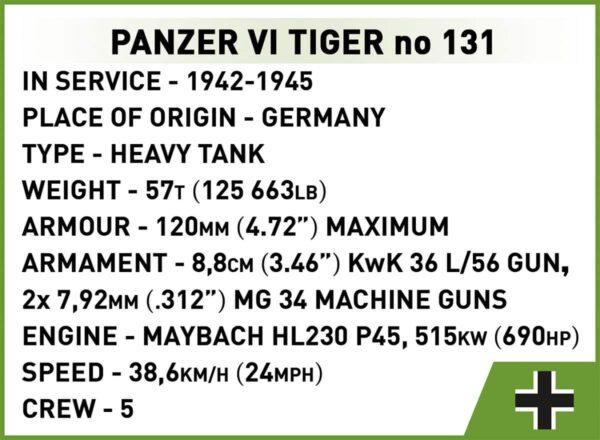 COBI 1:35 Scale TIGER I NO 131 #3123 - Image 11
