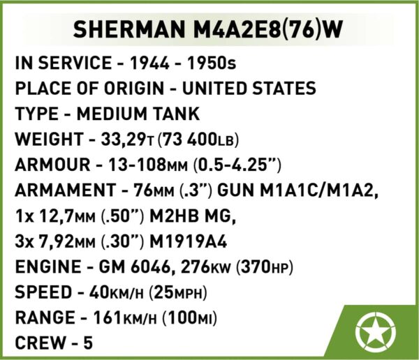 COBI Sherman M4A2E8(76)W Tank #3118 - Image 14