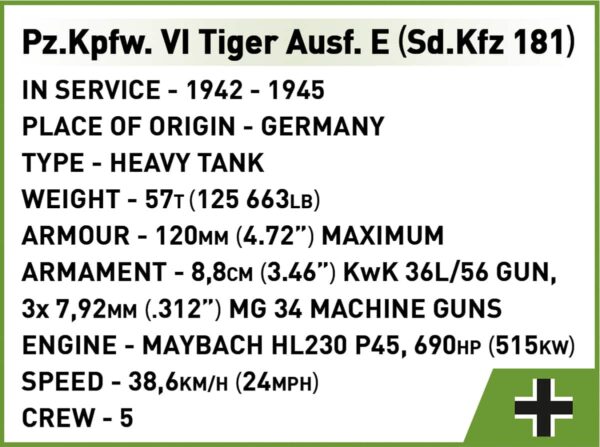 COBI PZKPFW VI Tiger Ausf E SD KFZ 181 #3124 - Image 13