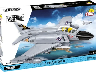 COBI F-4 Phantom II US Navy set 5897 box front showing the gray carrier-based jet model in 1:48 scale