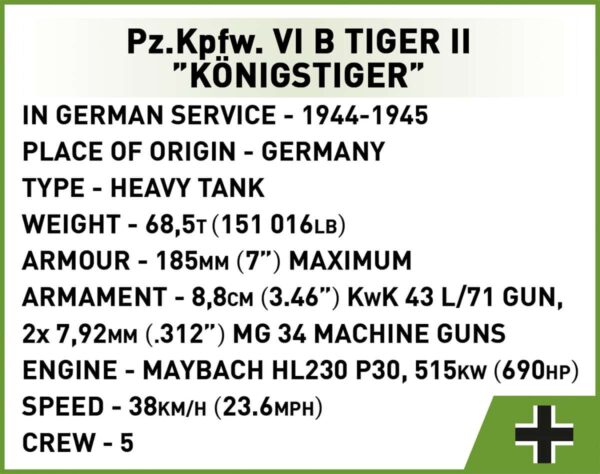 COBI 1:48 VI B Tiger II "Konigstiger" #2732 (Pre-Order) - Image 10