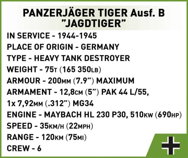 COBI 1:48 Scale PanzerJager Tiger AUSF B "Jagdtiger" #2733 (Pre-Order) - Image 9