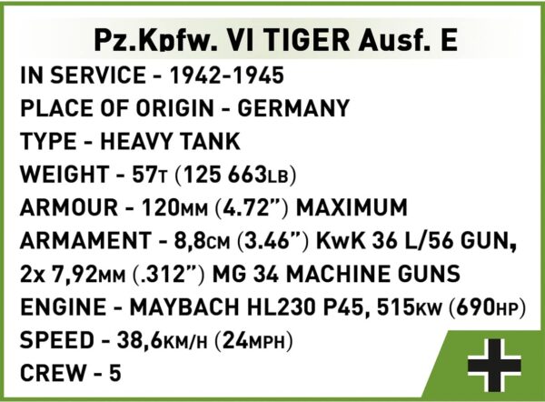 COBI 1:48 VI Tiger AUSF E KFZ 181 2in1 #2735 - Image 8