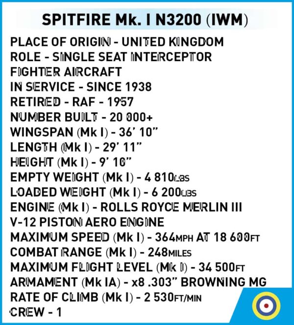 COBI Spitfire MK 1 N3200 #5868 - Image 4