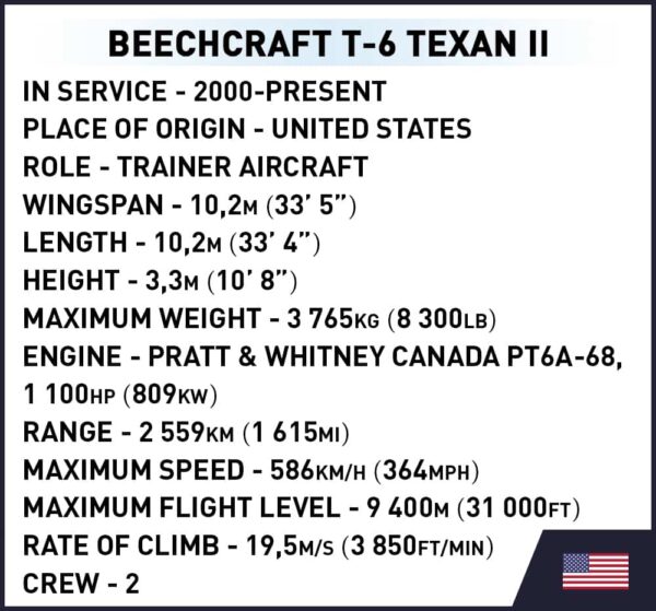 COBI Beechcraft T-6 Texan II USAF Trainer #26624 (Pre-Order) - Image 4