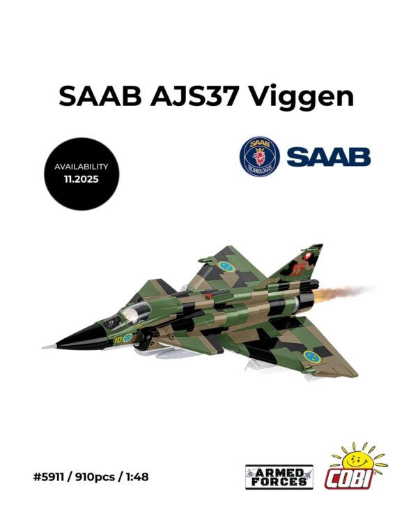 COBI SAAB AJS37 VIGGEN #5911 - 1:48 Scale Camouflage Brick Model (Coming Soon)
