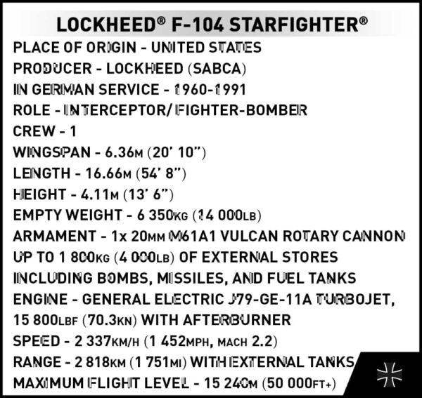 COBI Lockheed F-104 Starfighter Jet Fighter model brick set #5907 - Image 4