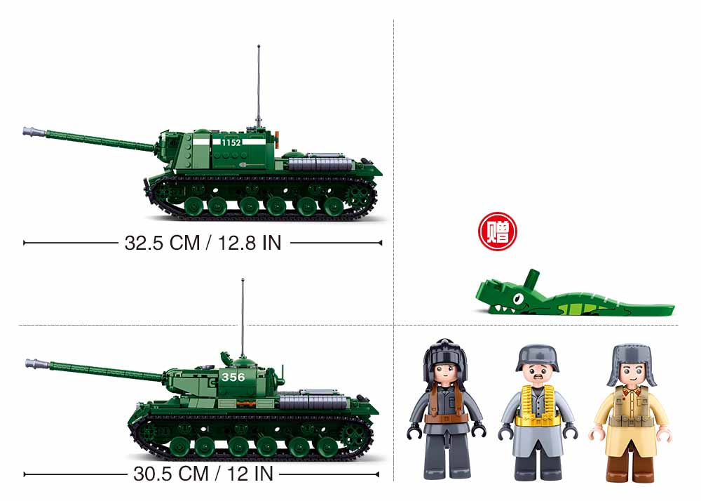 Sluban IS2 Heavy Tank Brick Set (B0979) | 2in1 WW2 Model | 845 Pieces - Image 3