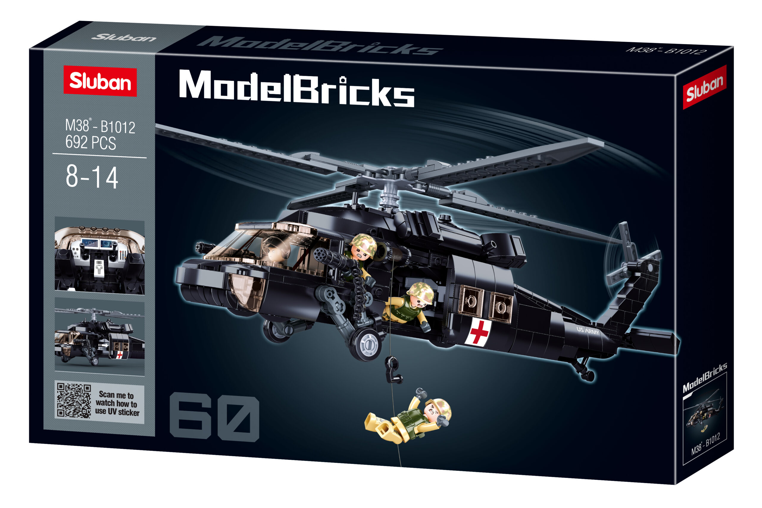 Sluban UH-60 Black Hawk Military Building Brick Set (B1012)