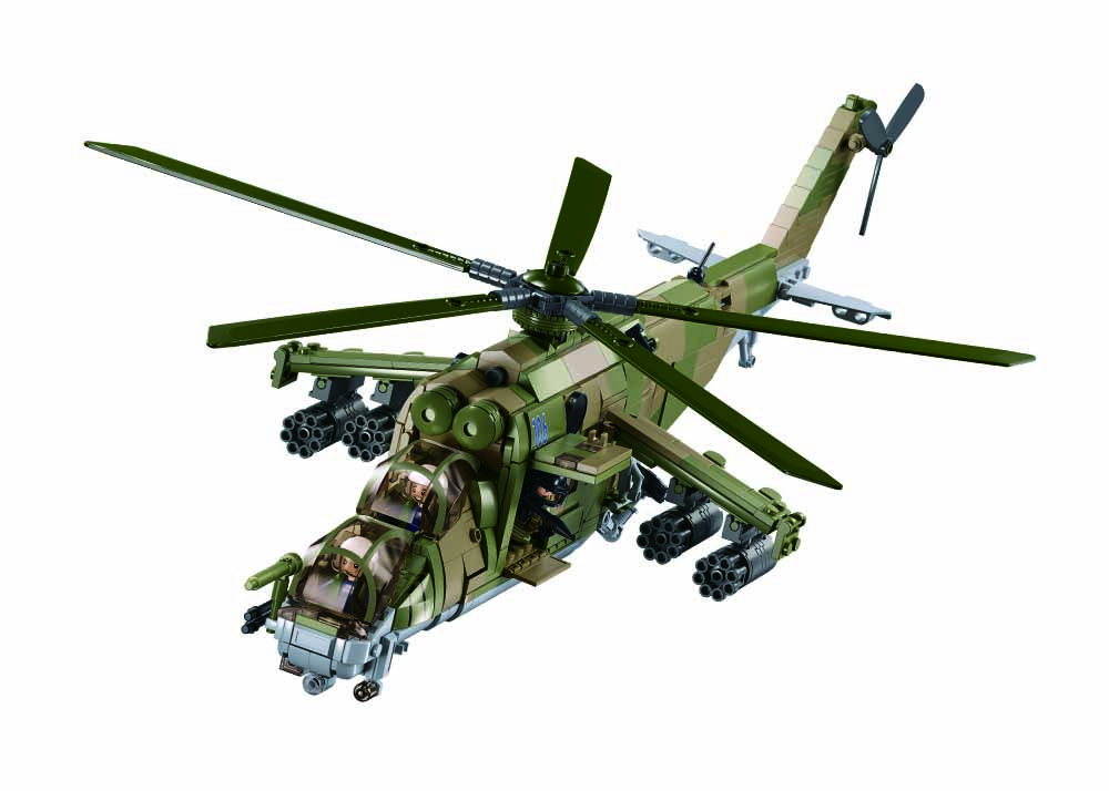 Sluban Russian Mi-24 Hind Attack Helicopter Building Set (893 Pieces) | 1:35 Scale Cold War Icon (B1137) - Image 2