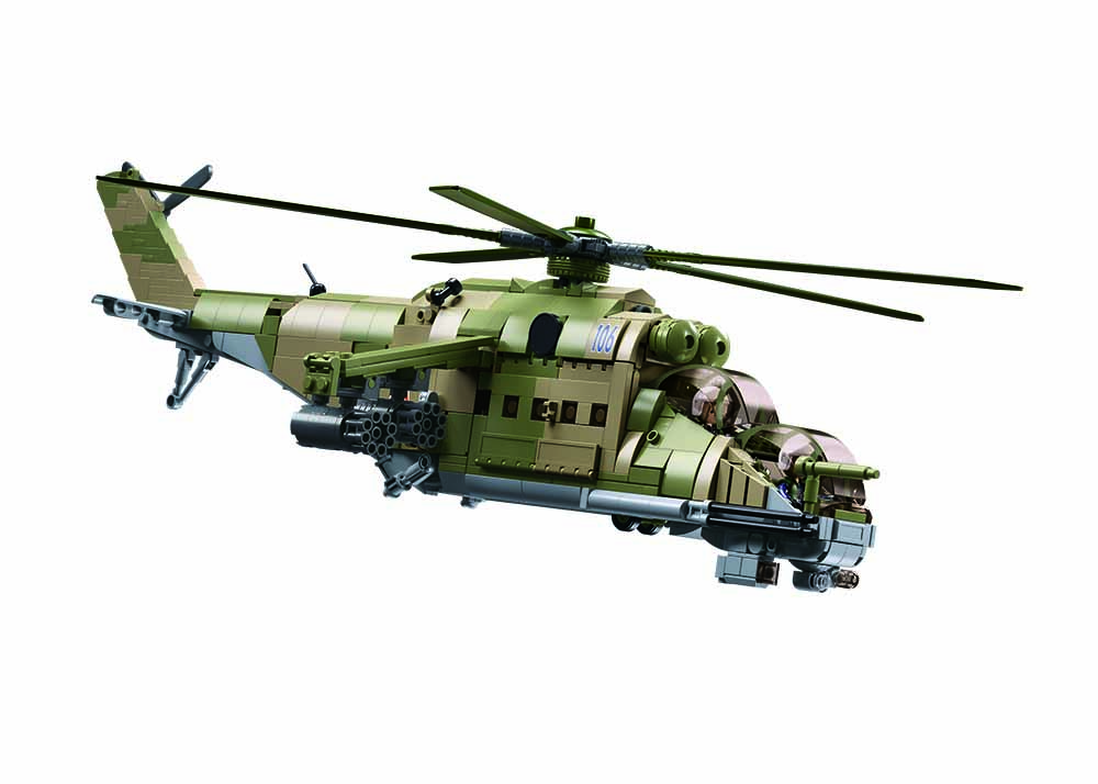 Sluban Russian Mi-24 Hind Attack Helicopter Building Set (893 Pieces) | 1:35 Scale Cold War Icon (B1137) - Image 4