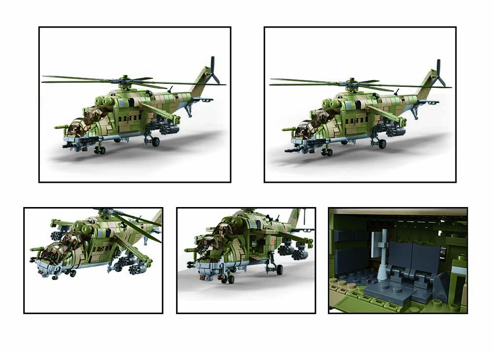 Sluban Russian Mi-24 Hind Attack Helicopter Building Set (893 Pieces) | 1:35 Scale Cold War Icon (B1137) - Image 5