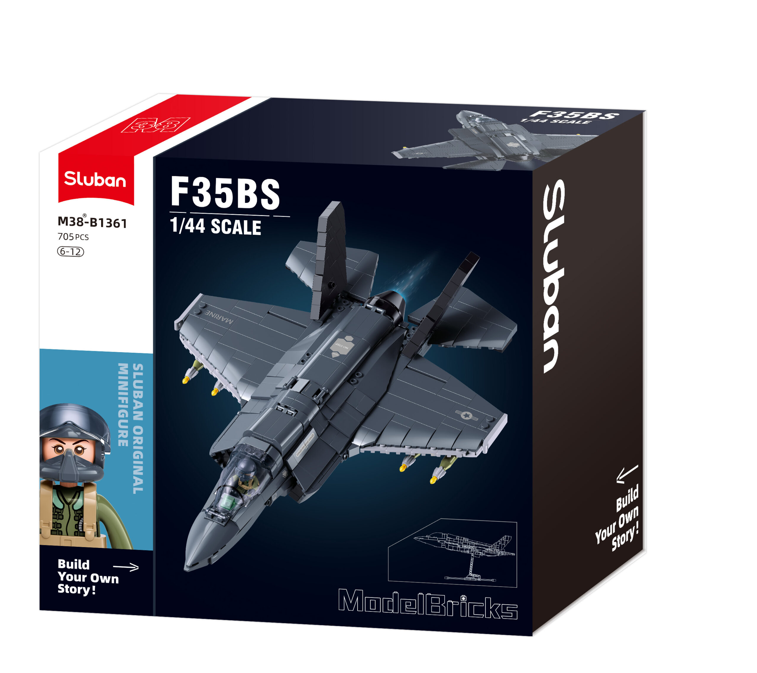 Sluban F-35 Lightning II US Stealth Fighter Jet Building Set (B1361)