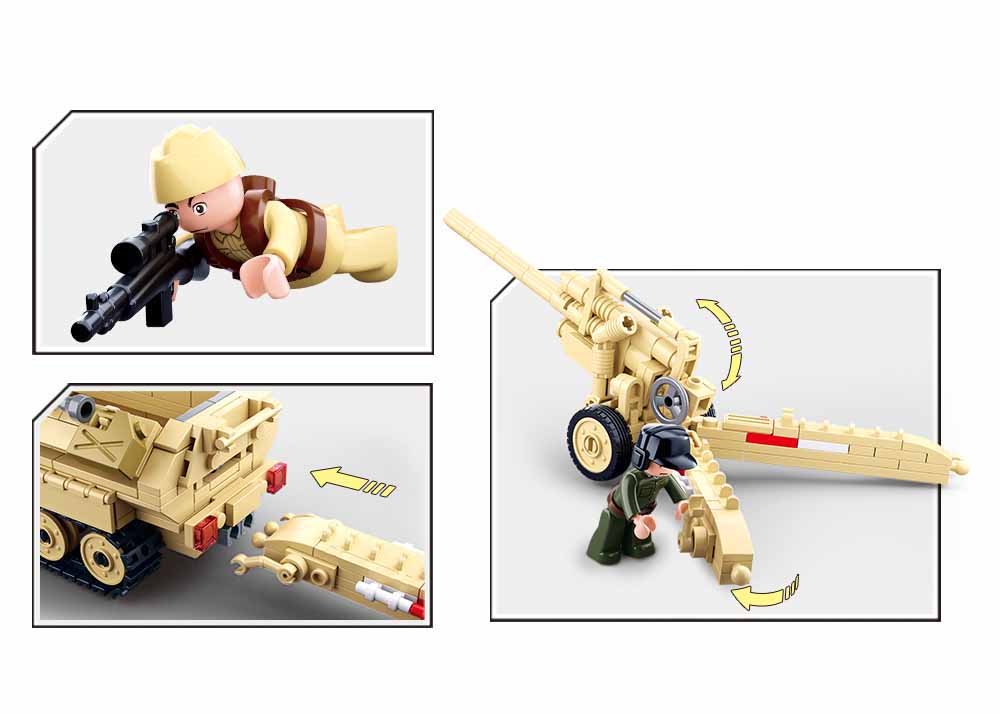 Sluban WWII German Half Track Tank with Field Cannon (B0695) - Image 4