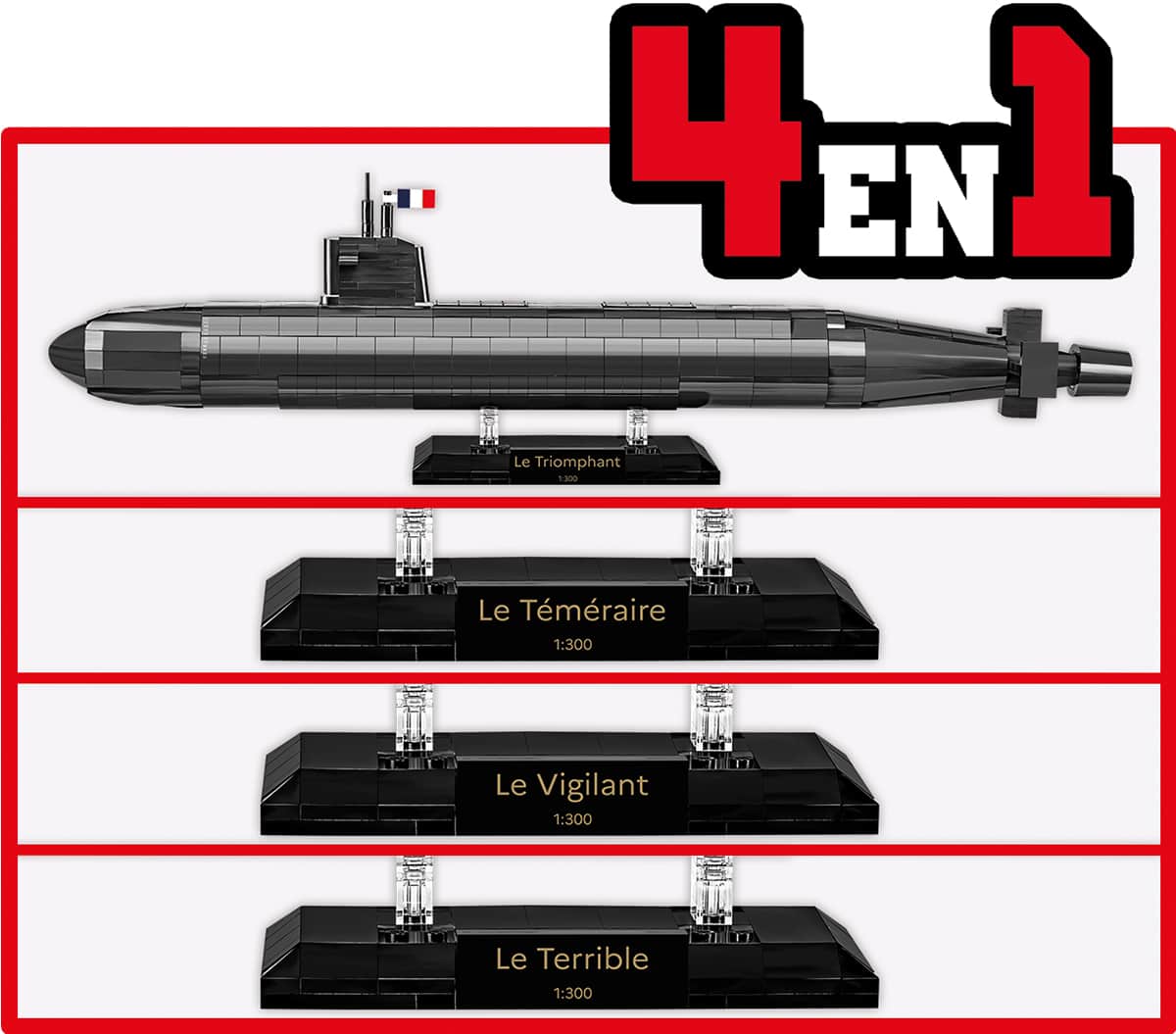 COBI Sous-Marin SNLE Submarine: Le Triomphant-Class Brick Model (Set #4859) - Image 4