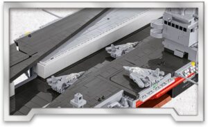 COBI Top Gun USS Enterprise 5922 flight deck with micro-scale F-14 aircraft, removable deck sections, and interior hangar area