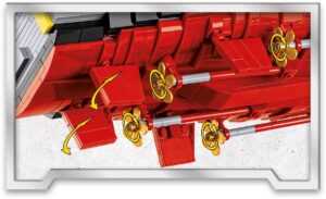 COBI Top Gun USS Enterprise 5922 underside showing four rotating propellers and movable rudders