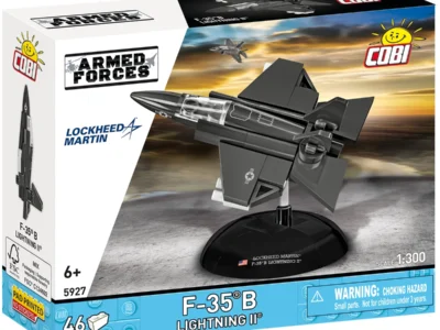 COBI F-35B Lightning II Fighter set 5927 box front showing the 1:300 scale aircraft model with display stand and 46 pieces