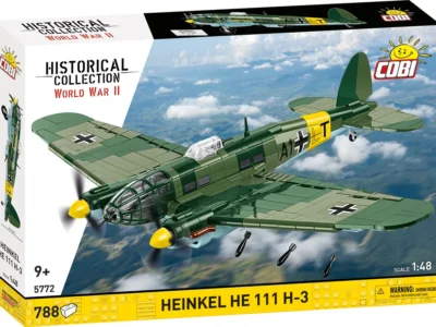COBI Heinkel He 111 H-3 medium bomber Set 5772 box front showing the 1:48 scale aircraft model with three SC 50 bombs